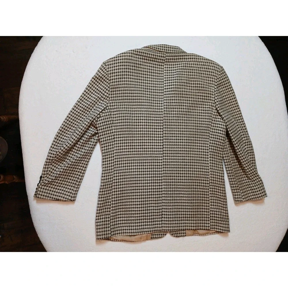 Zanetti Italy Men Super 100s Merino Wool Houndstooth Sport Coat Blazer Size 52R